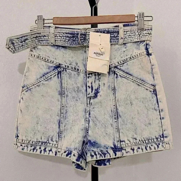 New Magali Pascal Jagger Shorts High Rise Acid Wash Hippie Festival 70 90s Y2K - Picture 7 of 16